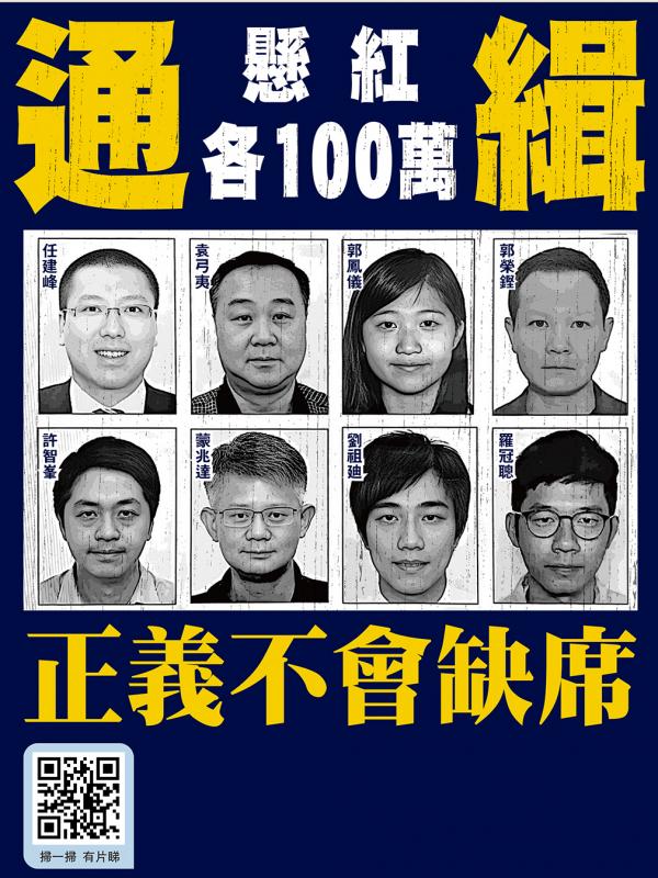 港国安处悬红各100万 通缉八国安逃犯